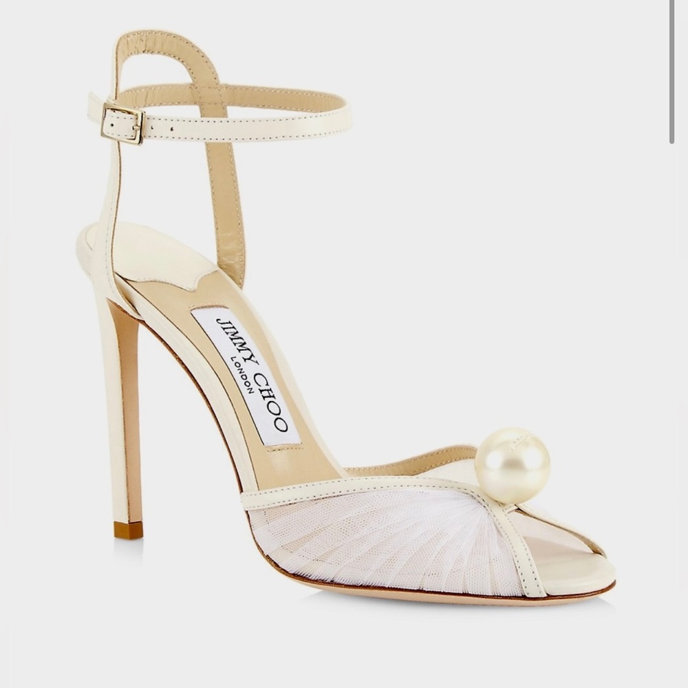 Jimmy Choo Sacora Tulle Peep- Toe Sandals